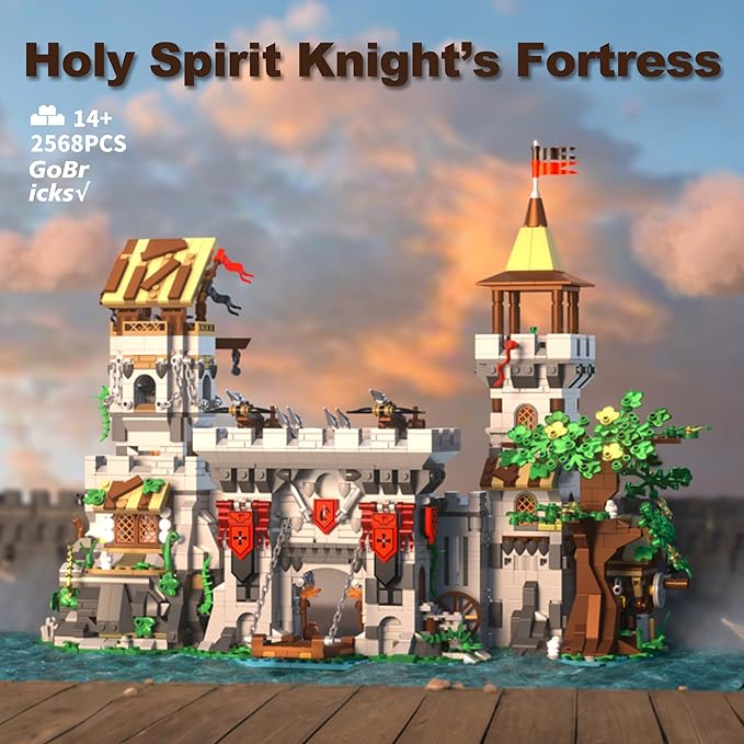 Medieval Castle Building Blocks for Adults Toy Buildings Set 2 in 1 Folding Model Kits for Teens Boy Girl 14+ Home Office Decor Birthday Knight's Fortress 2568PCS