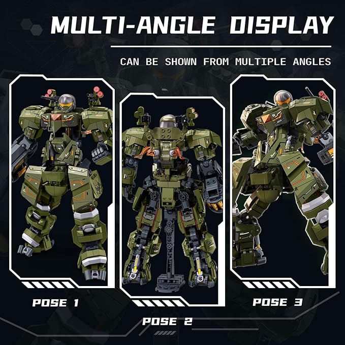 Mech Robot Transforming Building Blocks Set for Adults Green City Protector Mecha Model Action Figures Cool Creative Robots STEM Toys Gift for Teens Boys 598 Pieces