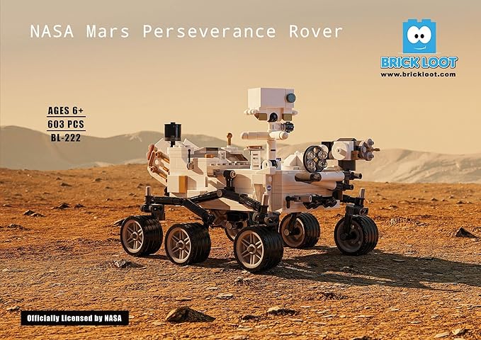 Brick Loot NASA Mars Rover Perseverance Building Kit – 603-Piece Lego-Compatible Space Exploration Model with Ingenuity Helicopter Premium ABS STEM DIY Set for Kids &amp Adults Display Collectible