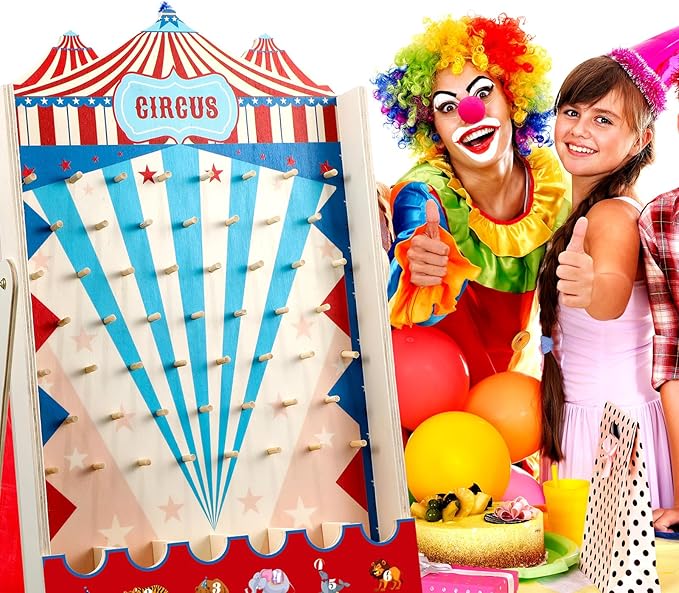 Fulmoon Disk Drop Game with 8 Disks Halloween Carnival Circus Theme Christmas Party Fun Wood Family Board Game for Birthday Party Decorations Supplies Activities(30 x 17.7 Inch)