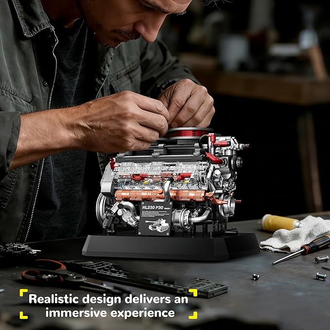 V12 Engine Model Kit Building Set for Tiger Tank Mini Mechanical Engineering Technic Collectible for Adults Teens Boys 14+ 1236PCS