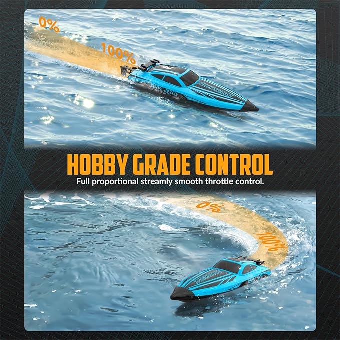 volantexrc Brushless RC Boats for Adults 30+MPH Fast Remote Control Boat with 2 Rechargeable Batteries for Lakes 30+ Mins Full Proportional Boats High Speed RC Boat for Adults (79705 Blue)