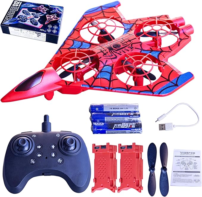 Remote Control AirplaneRC Plane for Adults with LED Lights 360° Flip Fighter Jet Drone Flying Toys Easy to Fly for Beginner 14+ Years Old (Red)