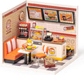 ROBOTIME Miniature House Kit DIY Plastic House Building Toy Set with LED Tiny Store Making Kit Model Craft Hobby Unique Gift (Yum Yum Burgers)