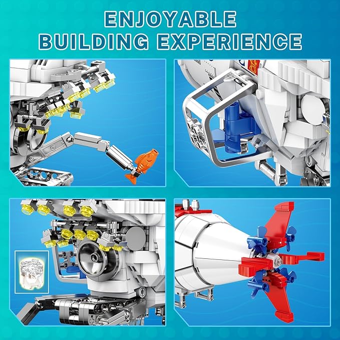 Reobrix Jiaolong Submarine Building Set for Adults Military Submarine Ship Toys with Lights 33042 Cool Decor Battleship Boat Model Kit Army Toy Gifts for Men Kids Aged 14+