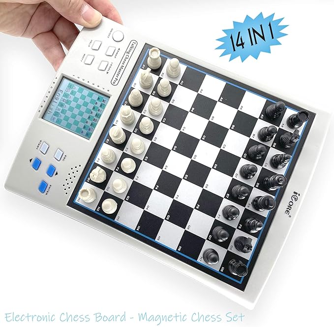 iCore Electronic Chess Set Talking Chess Master Pro 30 Skill Levels and 14 Brain Games 1 or 2-Player Modes for All Ages
