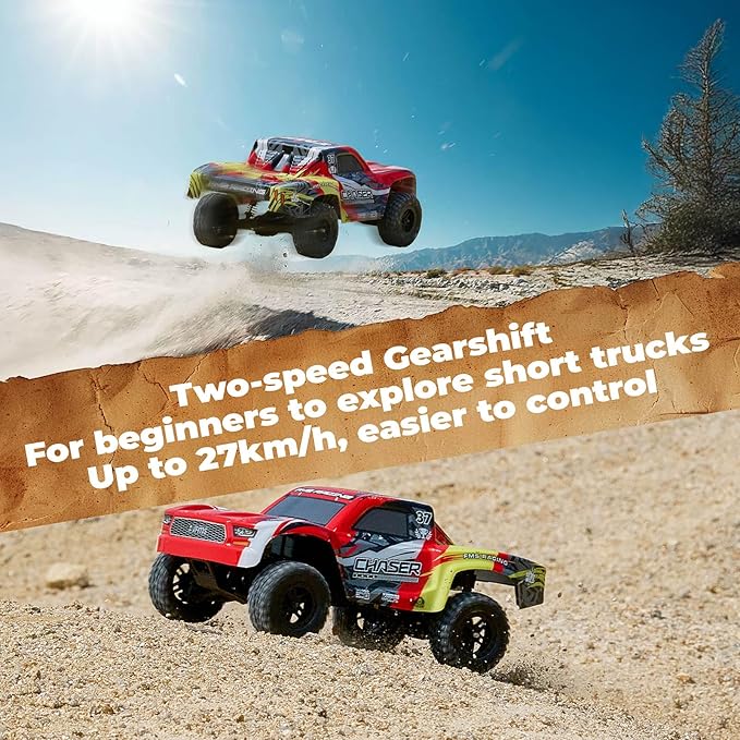 FMS FSC24 Chaser 1/24 RC Car 4X4 Off-Road High-Speed Short-Course Truck 2 Speed Transmission Brushless-Ready and 30-Minute Runtime2.4GHz Electric Vehicle Toys Gifts for Adults (Purple)