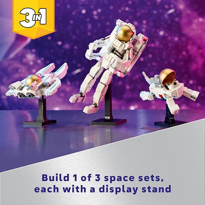 LEGO Creator 3 in 1 Space Astronaut Toy Building Set Transforms from Astronaut Figure to Dog to Viper Jet Space-Themed Gift Idea for Boys and Girls Ages 9 Years Old and Up 31152