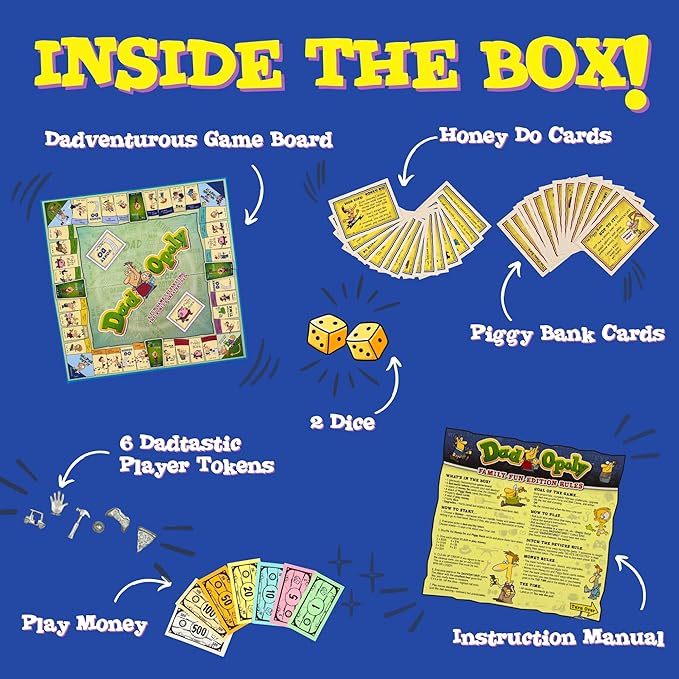 DadOpoly – The Hilarious Family Board Game for Dads and Kids Family Night Laughs and Dad Humor Fun