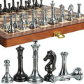 Metal Chess Set for Adults and Kids - 12 Inch Wooden Folding Chess Board and Metal Pieces Travel Portable Chess Set - Extra Queens &amp 2.5 King Ideal Gift for Chess Enthusiasts &amp Beginner