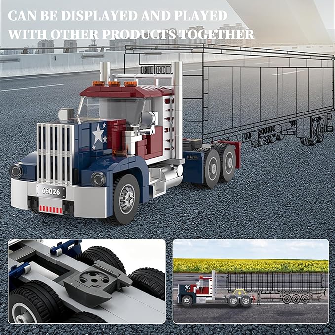 Xbert American Semi Trucks Building Sets Big Rig Tractors Truck Kits Transport Vehicle Cars Toys Birthday Gifts for Boys