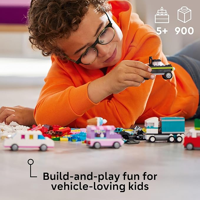 LEGO Classic Creative Vehicles Colorful Construction Brick Building Kit with Ice Cream Truck Police Car Toy Model City Cars and More Gift or Car Toy for Boys Girls and Kids Ages 5 and Up 11036