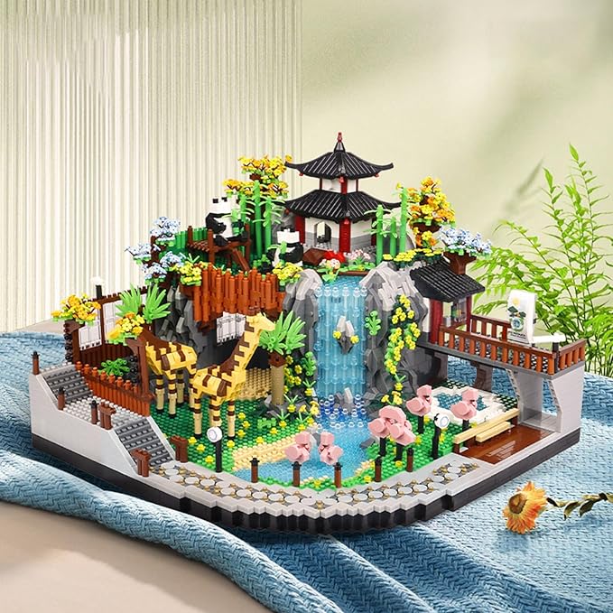 Zoo Building Model Set 5000 Pcs Desert Zoo Micro Building Toys Creative Zoological Park Model Set Micro Particle Modular Building House Gift for Adult and Teens