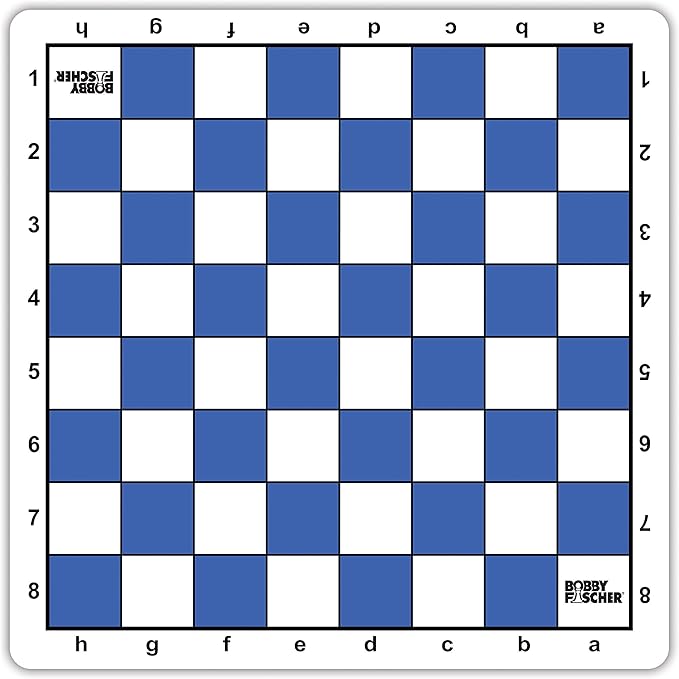 Bobby Fischer Tournament Roll Up Travel Chess Board - 20 inches - Mousepad Style with Blue Squares by WE Games