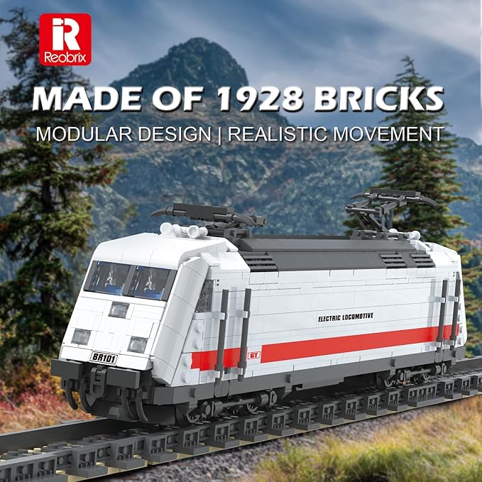Reobrix BR101 Train Building Block Set with Track 66802 Creative Train Model Set Collectible Electric Locomotive Display Ideal Gifts for Boys and Adults(1928PCS)