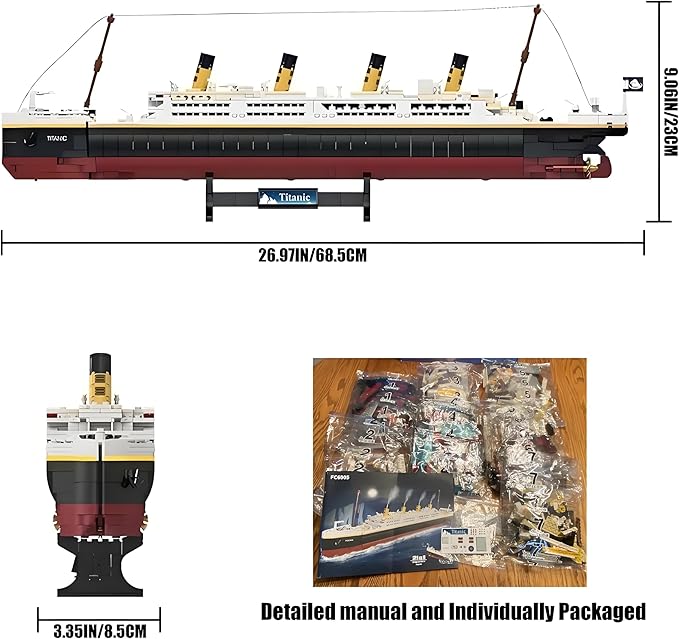 Titanic Model Kit -2022 Pieces Large Titanic Ship Building Blocks Set STEM Educational 3D Puzzle Toys Gifts for Kids and Adults Ideal Collectible Display Architecture for Home&amp Office Decor