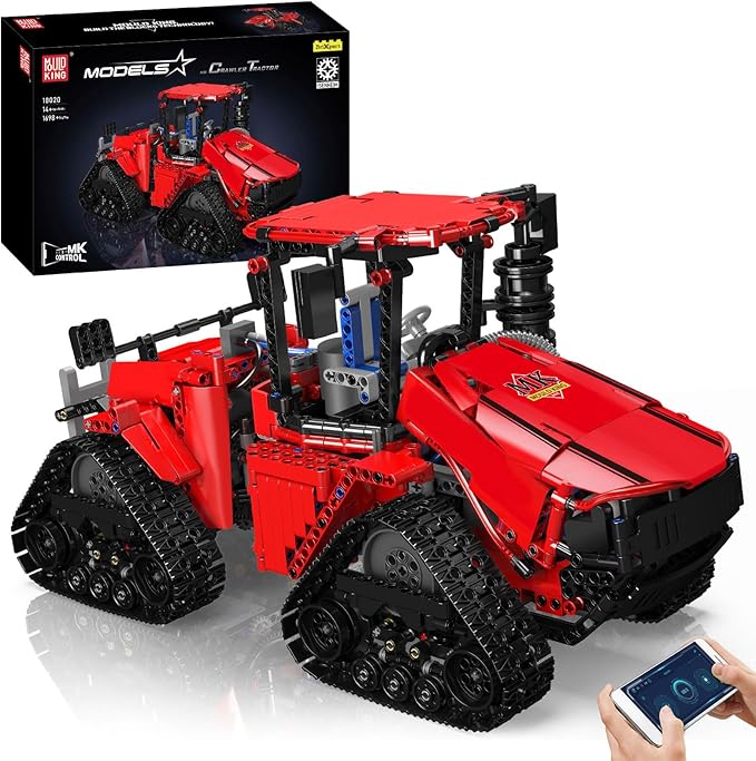 Mould King 18020 Tractor Building Set Remote Control Crawler Tractors Toy with 4 Motors Buildabe Farm Vehicle to Play Construction Car Model for Adults Ideal Gifts (1698 Pieces)