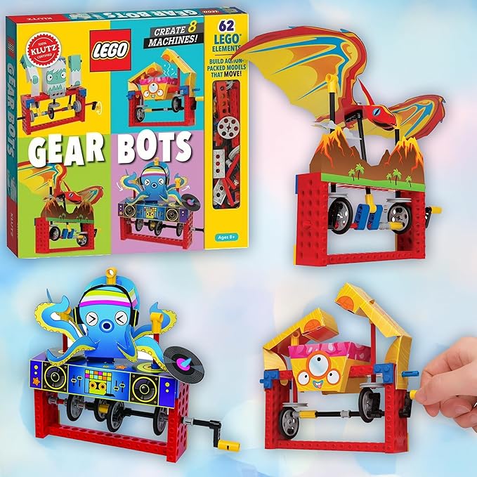 Klutz Lego Gear Bots Science Building Kit Invisible Ink Activity Book 62 Elements to Make 8 Different Versions of Moving Machines