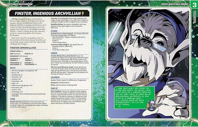 Renegade Game Studios Power Rangers RPG Finster's Monster-Matic Cookbook Sourcebook - Over 100 Threats Hardcover Ages 14+