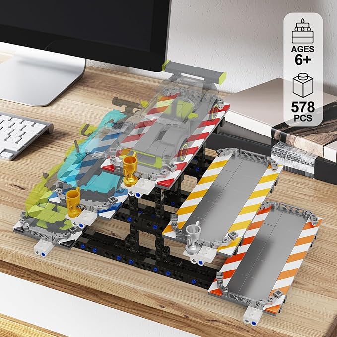 Display Stand Building Kit 578 Pcs Compatible with Lego Speed Champions 8-Stud 76917 76908 76918 76915 76914 76907 76901 76902 &amp More Parking Garage Shelves Gift for Adults &amp Kids