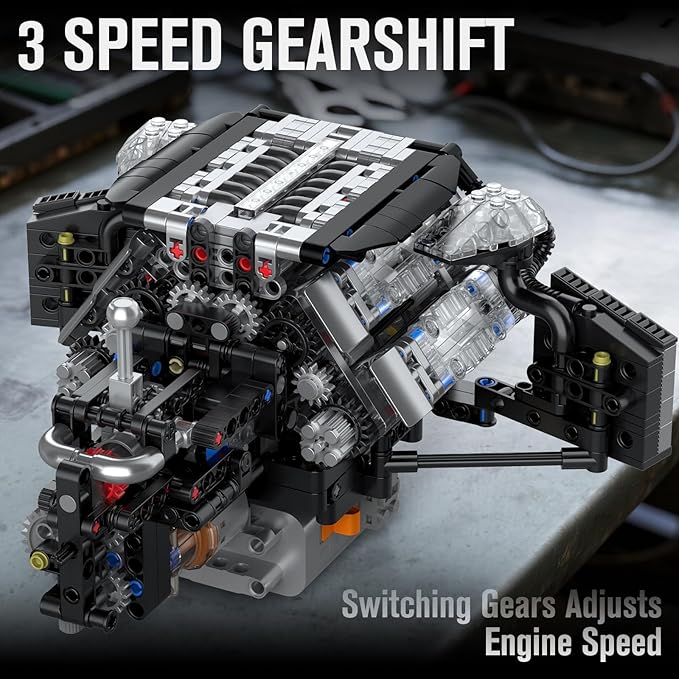 Mould King 10230 W12 Engine Building Block Set MOC Mini Transmission Engine Model Toy for Adults 14+ V8 Engine Series for Display Collection(871 PCS)