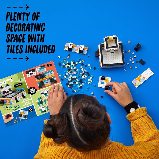 LEGO DOTS Cute Panda Tray 41959 Toy Crafts Set DIY Jewelry Box Desk Tidy or Storage Trays Personalisable Animal Gift Idea for Kids Age 6 Plus