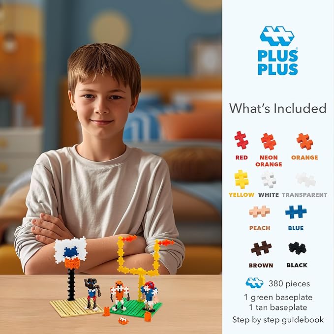 PLUS PLUS Learn to Build Set Interlocking Mini Building Blocks 3D Puzzle Construction Stem Toy for Kids - Sports 380 Pieces