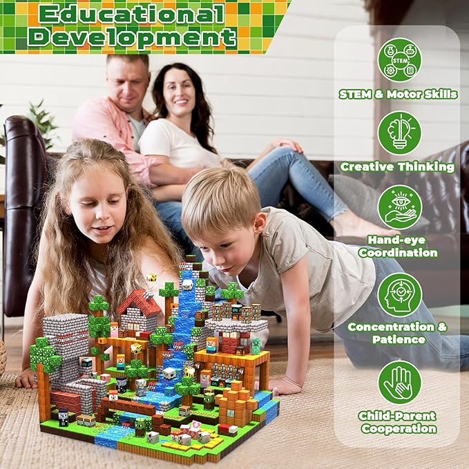 300 PCS Magnetic Blocks - Magnetic Building Blocks Stacking Magnets for Kids Sensory Toy for STEM Montessori Sensory Toys for Kids 3+ Boys and Girls Easter Christmas Birthday Gifts
