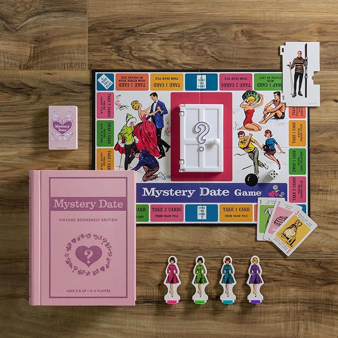 WS Game Company Mystery Date Vintage Bookshelf Edition Vintage Board Games Collection Fabric Box Retro 1960s Family Game Night Favorite Ages 8+