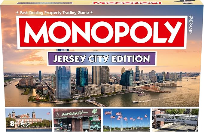 Monopoly Board Game Jersey City NJ Edition : 2-6 Players Family Board Games for Kids and Adults Board Games for Kids 8 and up for Kids and Adults Ideal for Game Night