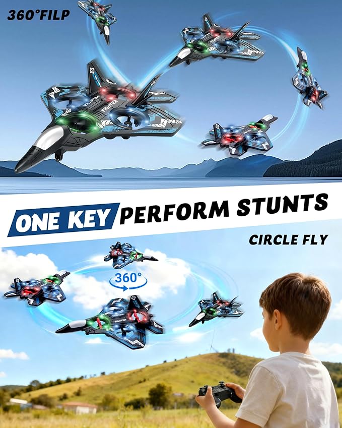 Drones for Kids Form RC Plane Remote Control Airplane Aircrafts for Boys and Girls Jet Helicopter Drones with LED Lights 360° Flip 3 Rechargeable Batteries Toys for Christmas