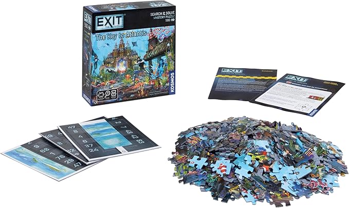 Thames &amp Kosmos EXIT: The Key to Atlantis | Adult &amp Kids Escape Room Game | 500-Piece Mystery Puzzle | Strategy Challenge | 1-4 Players | Age 10+