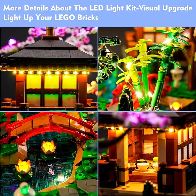 LED Light Kit Compatible with Lego Tranquil Garden 10315 Zen Garden DIY Lighting Set Compatible with Lego Japanese Architecture 10315 Building Set (Lights Only No Models)