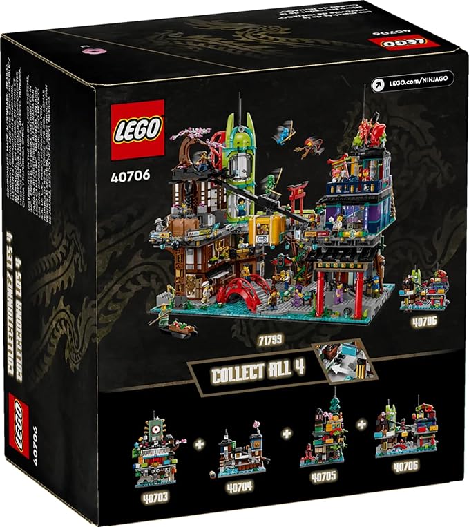 LEGO NINJAGO Micro City Markets Building Set 40706 Collectible Market Model 365 Pieces Ages 10+