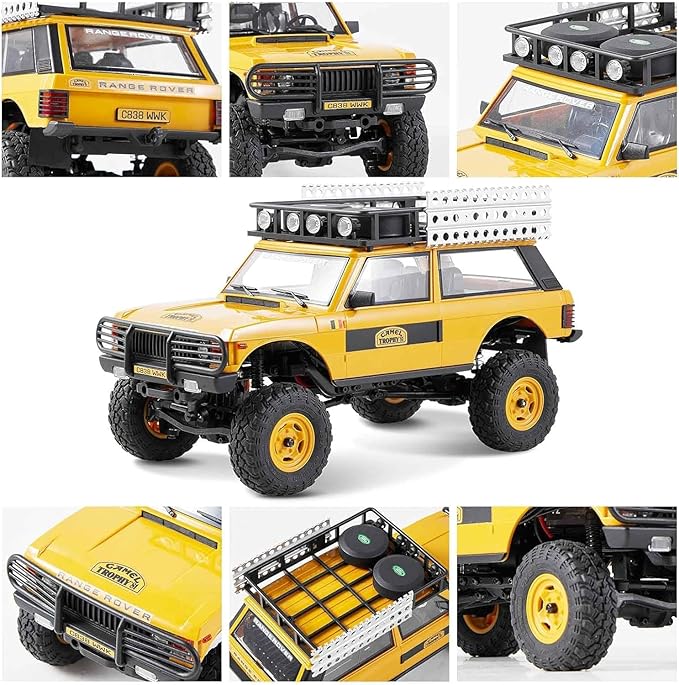 BEEZRC FMS 1/24 RC Crawler RTR FCX24M Land Rover Family Camel Trophy Edition Licensed RC Model 4WD RC Rock Truck 2.4Ghz Hobby Grade RC Car Model Mini Off Road Vehicle with Battery (Range Rover)