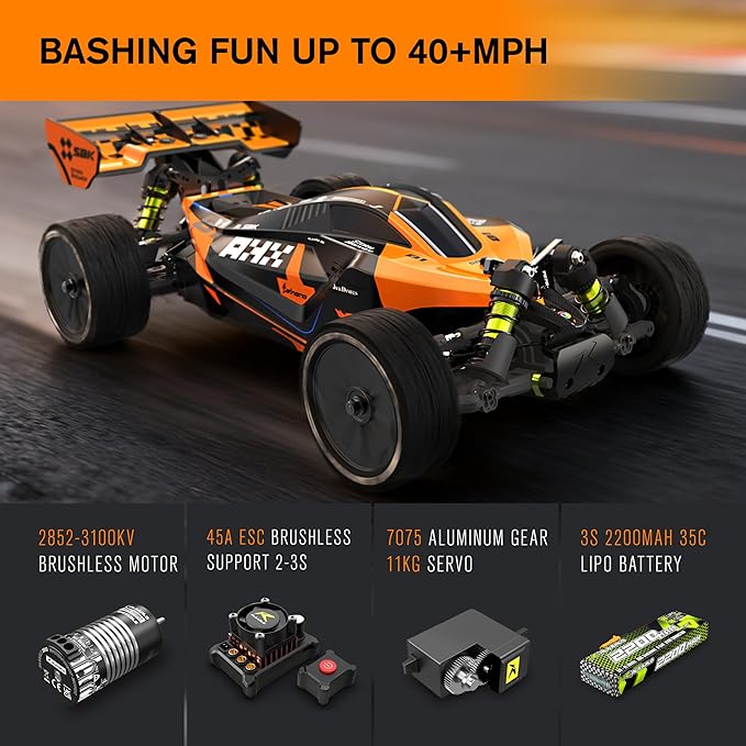 CROBOLL RLAARLO 1:10 Brushless RC Cars for Adults 40+ mph Top Speed 4X4 Off-Road Buggy RTR Oil Filled Shocks Remote Control Racing Car