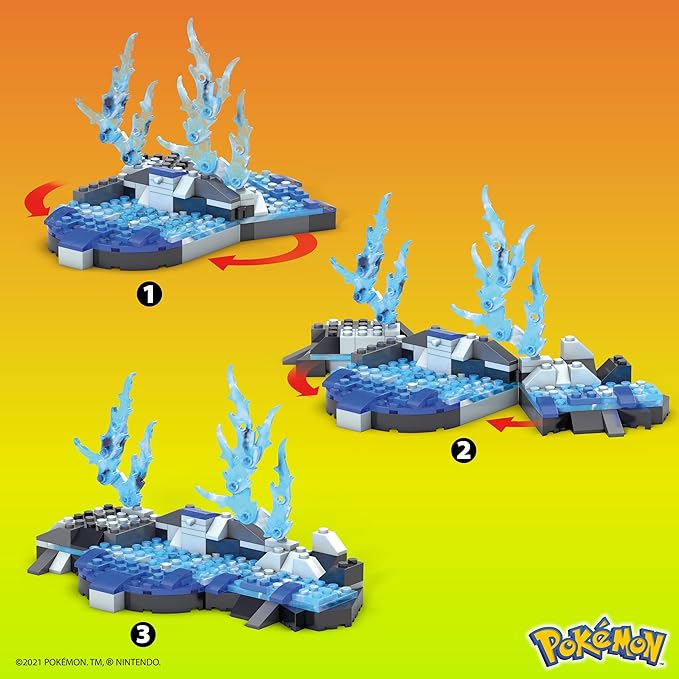 MEGA Pokémon Action Figure Building Toys for Kids Squirtle Evolution Set with 379 Pieces 3 Characters Wartortle and Blastoise