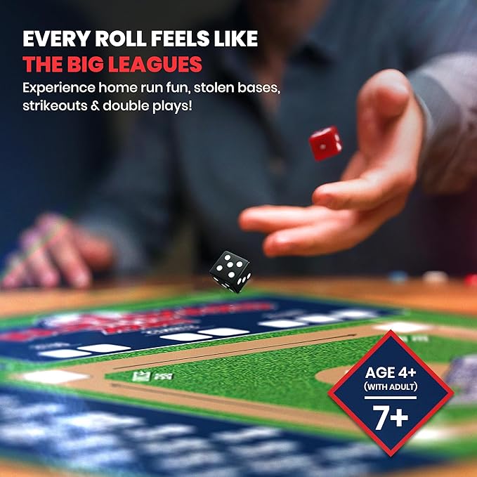 MasterPieces Baseball Dice Board Game - Realistic Gameplay Family Fun for Adults &amp Kids 2-8 Players Ages 6+