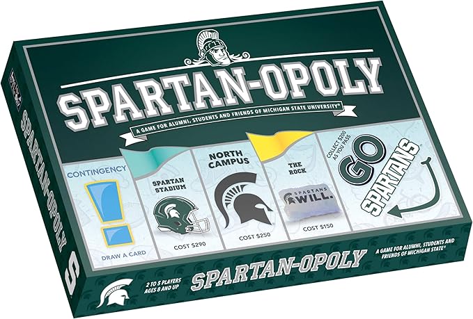 Late for the Sky Spartanopoly Board Game – Michigan State University Edition 2-6 Players Family Strategy Campus Theme Collectible
