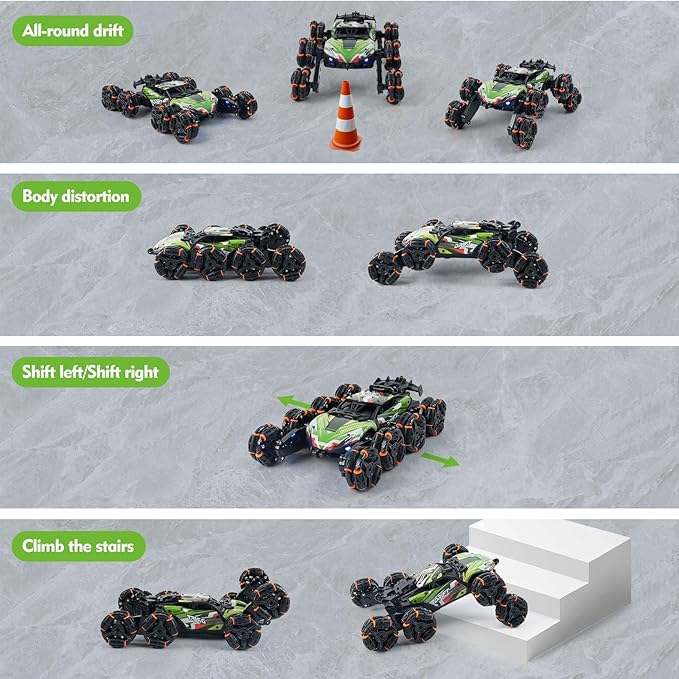 8 Wheels Remote Control Car - Birthday Gifts for 6 7 8 9 10 11 12 Years Old Boys Gesture Sensing RC Stunt Car with Lights &amp Spray &amp 360 Degree Flips 2.4Ghz Climbing Toys for Kids Age 6-12