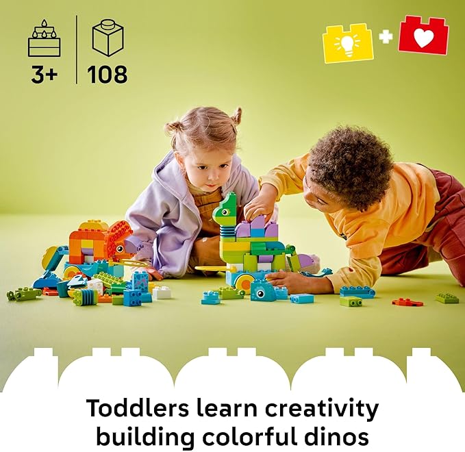 LEGO DUPLO Town 3 in 1 Dinosaurs on Wheels Learning Toy for Toddler Boys &amp Girls Ages 3+ - Building &amp Education Play Set Teaches Problem-Solving Skills Through Play - Preschool Gift Idea - 10