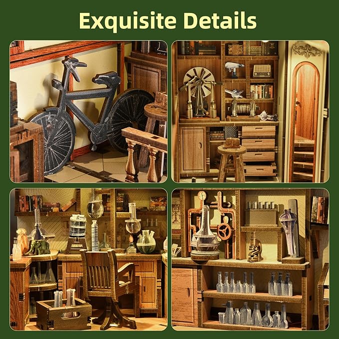 Book Nook Kit DIY Miniature Dollhouse Kit 3D Puzzles for Adults Tiny House Mini Home Craft Bookshelf Nook Puzzle Book Decor Gifts for Teenagers Book Lovers (The Radium Lady)