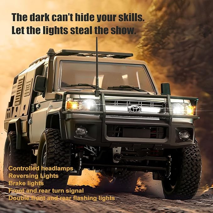 YIKESHU Rc Cars for Adults 2-Speed 2.4GHz Proportional Control Remote Control Car with LED Lights RC Rock Crawler 4X4 for Outdoor Indoor (Silver)