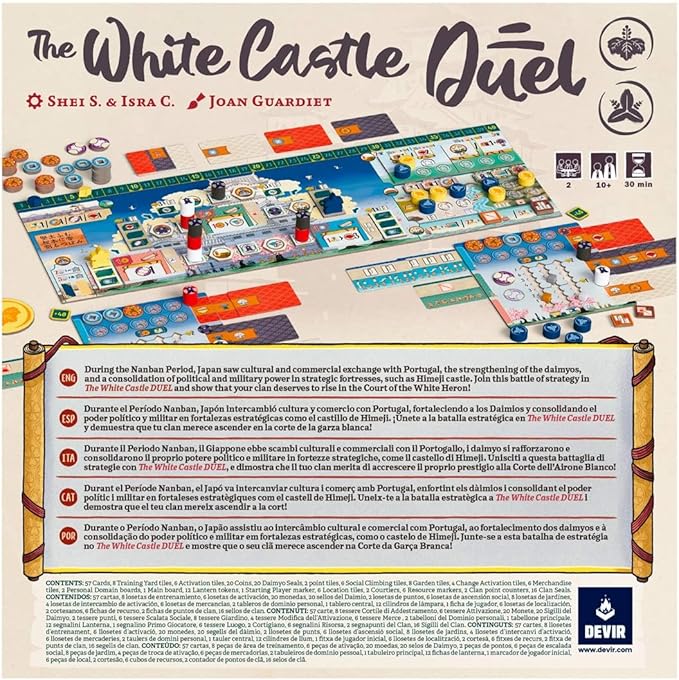 Devir - The White Castle: Duel Board Game Two Player Strategy Euro Game Set in Feudal Japan for Adults &amp Teens Age +10 2 Players 30 Playtime Muti-Language