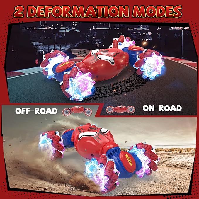 ATHLERIA Spider Gesture Sensing RC Stunt Car Toys for Boys Age 8-13Hand Remote Control CarsDrift Rc Car with LightsTwistEaster Chritmas Birthday Gift Ideas for Boy Girls Kids 678910+ Year