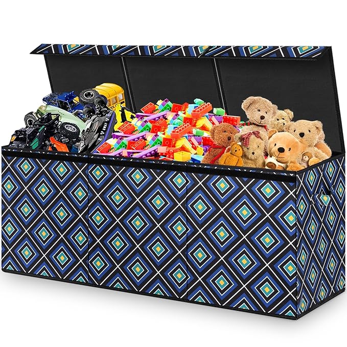 HOMEMARVEL Large Toy Chest Big Toy Box Extra Large Toy Box for Boys &amp Girls Collapsible Sturdy Chest Storage Organizer with Removable Lids for Playroom Bedroom Nursery Closet