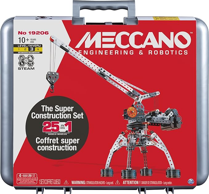 MECCANO Super Construction 25-in-1 Motorized Building Set STEAM Education Toy 638 Parts for Ages 10+