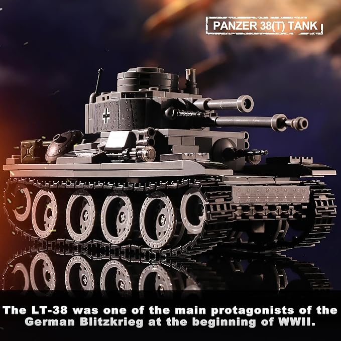 WW2 Army Tanks Toy Building Sets (1008 Pieces) Compatible with Lego Create a Soviet T-34 &amp German Panzer 38(t) Tank Great Military Model Toys Gift for Boys Kids and Teens Age 8+