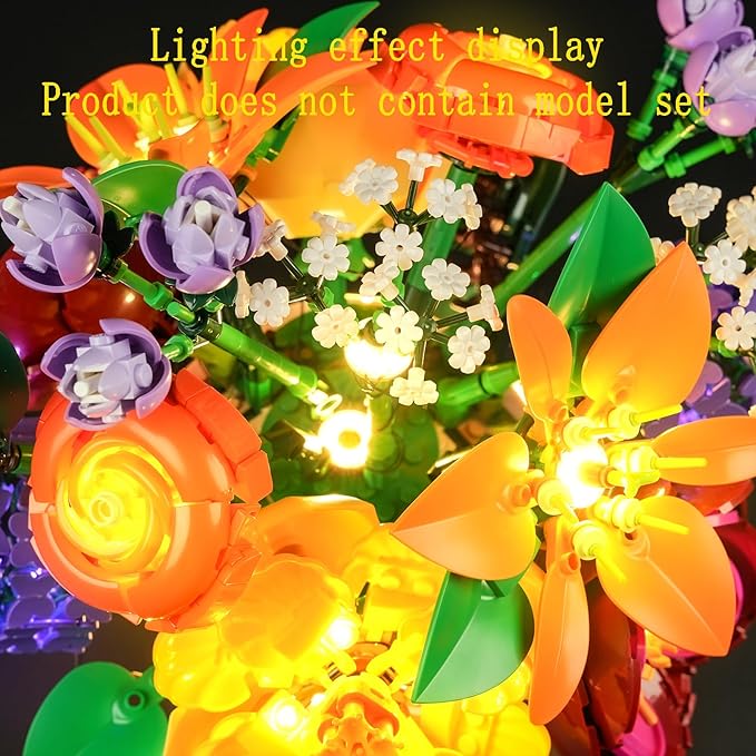 LED Light Kit Compatible with Lego Flower Arrangement Building Blocks Model - Lighting Set for Botanical Collection 10345 (Model Set Not Included)