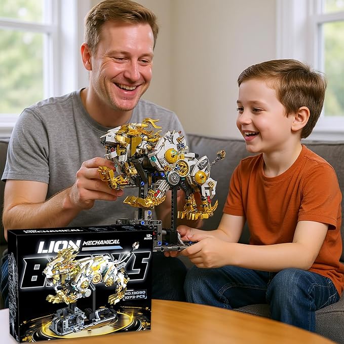 Mechanical Lion Building Block Toy Set Futuristic Mechanical Beast Model with Movable Parts &amp Gears Premium Mechanical Building Kit with Display Stand and Motor Ideal Gift for Boys &amp Adults
